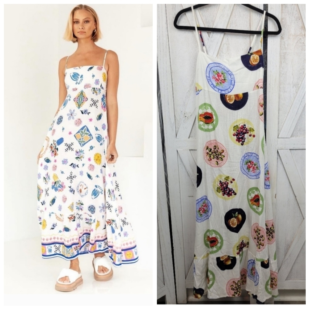 Anthropologie Label of Love Portofino‎ Linen Rayon Tropical Beach Dress Size S